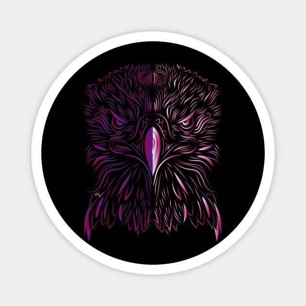 Psychedelic Line Art Eagle Magnet by slippery slope creations